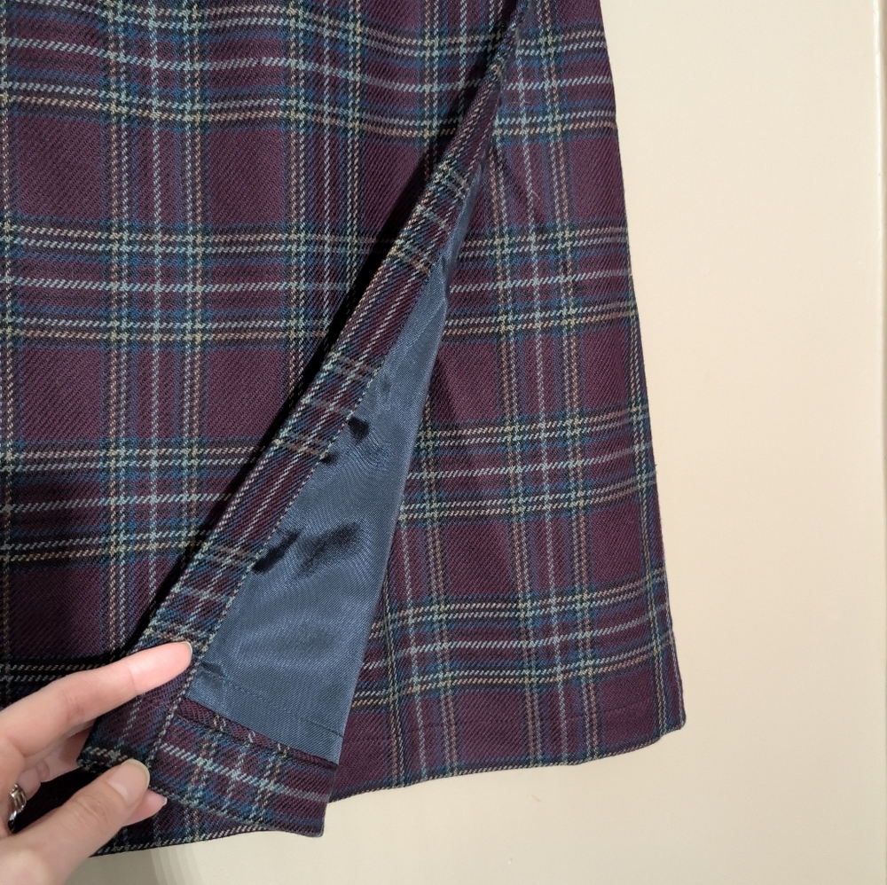 NWT Vintage L.L.BeanButton Closure Plaid Mini Skirt Size 6 Petite,Maroon - Picture 5 of 7